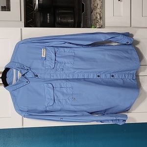 Light Blue Magellan Outdoors Relaxed Fit Fish Gear button up